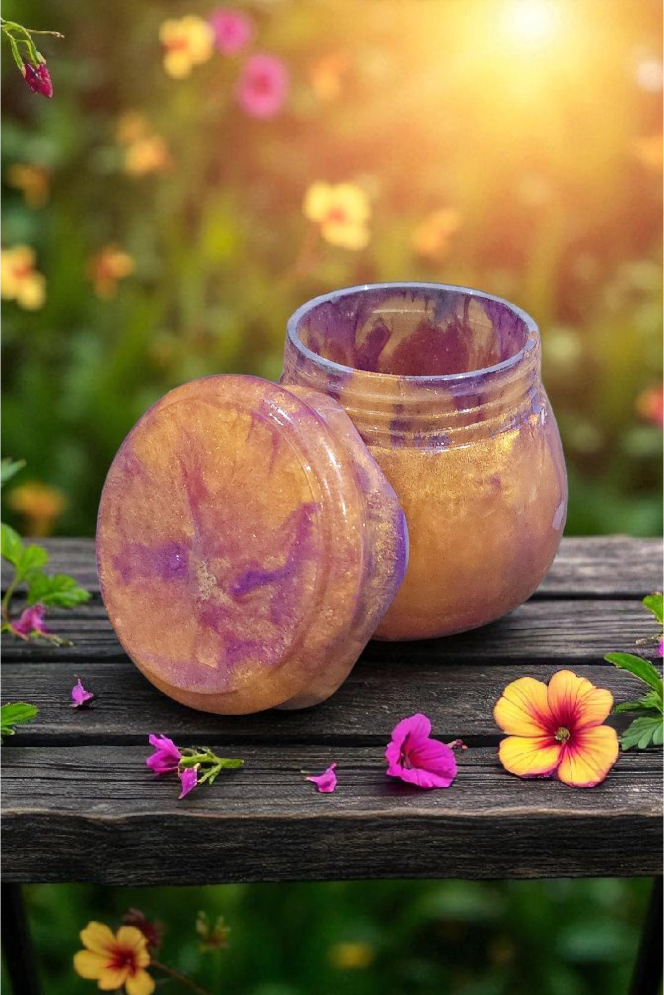 Gold & Purple Twist Off Resin Jar