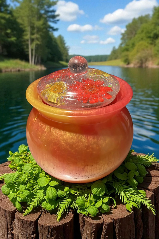 Sunset Jar With Flowers