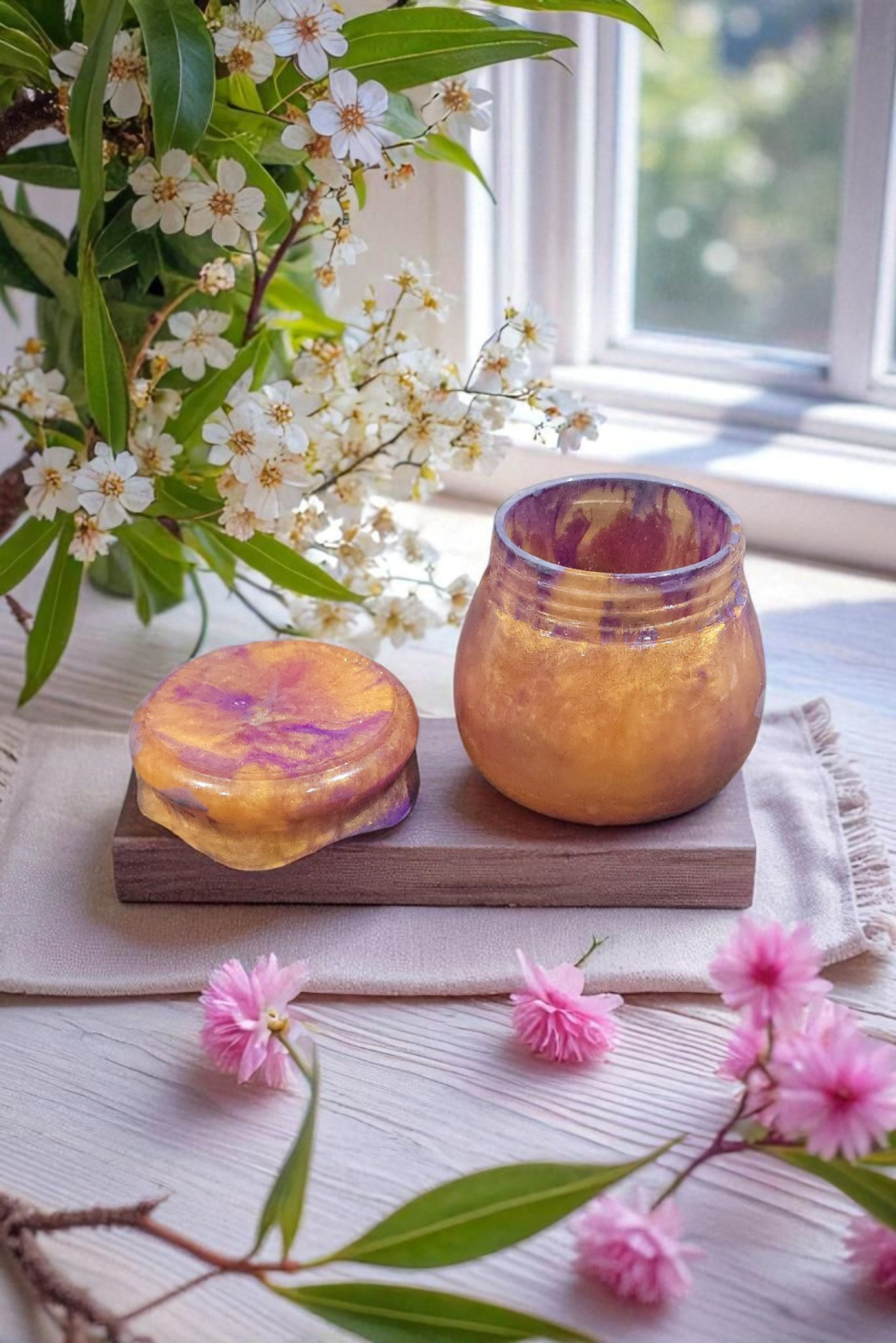 Gold & Purple Twist Off Resin Jar